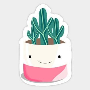 cute cactus plant with smiley vase pot - cute Sticker